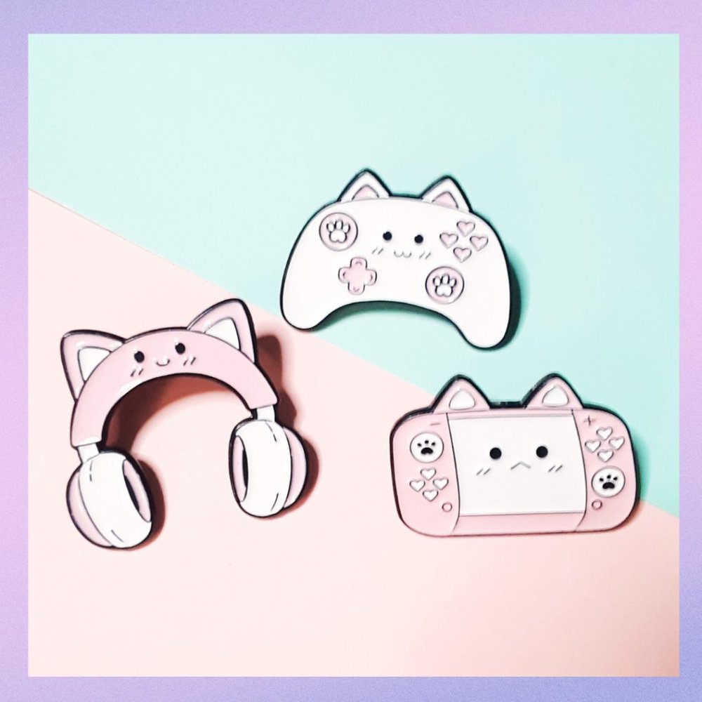 Kawaii Style Cat Gaming Pins